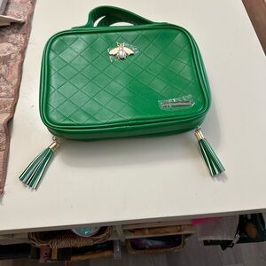 Green Quilted Bee Accent Crossbody Bag